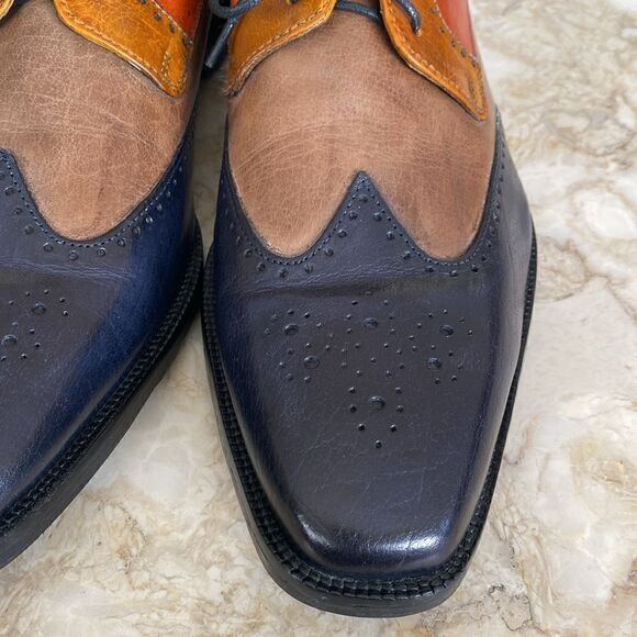 Melvin & Hamilton Jeff 14 Handcrafted Multi Colour Leather Derby Dress Shoes - Picture 9 of 16